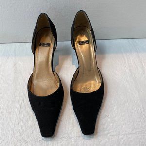 Stuart Weitzman Black Fabric D'orsay heels.
